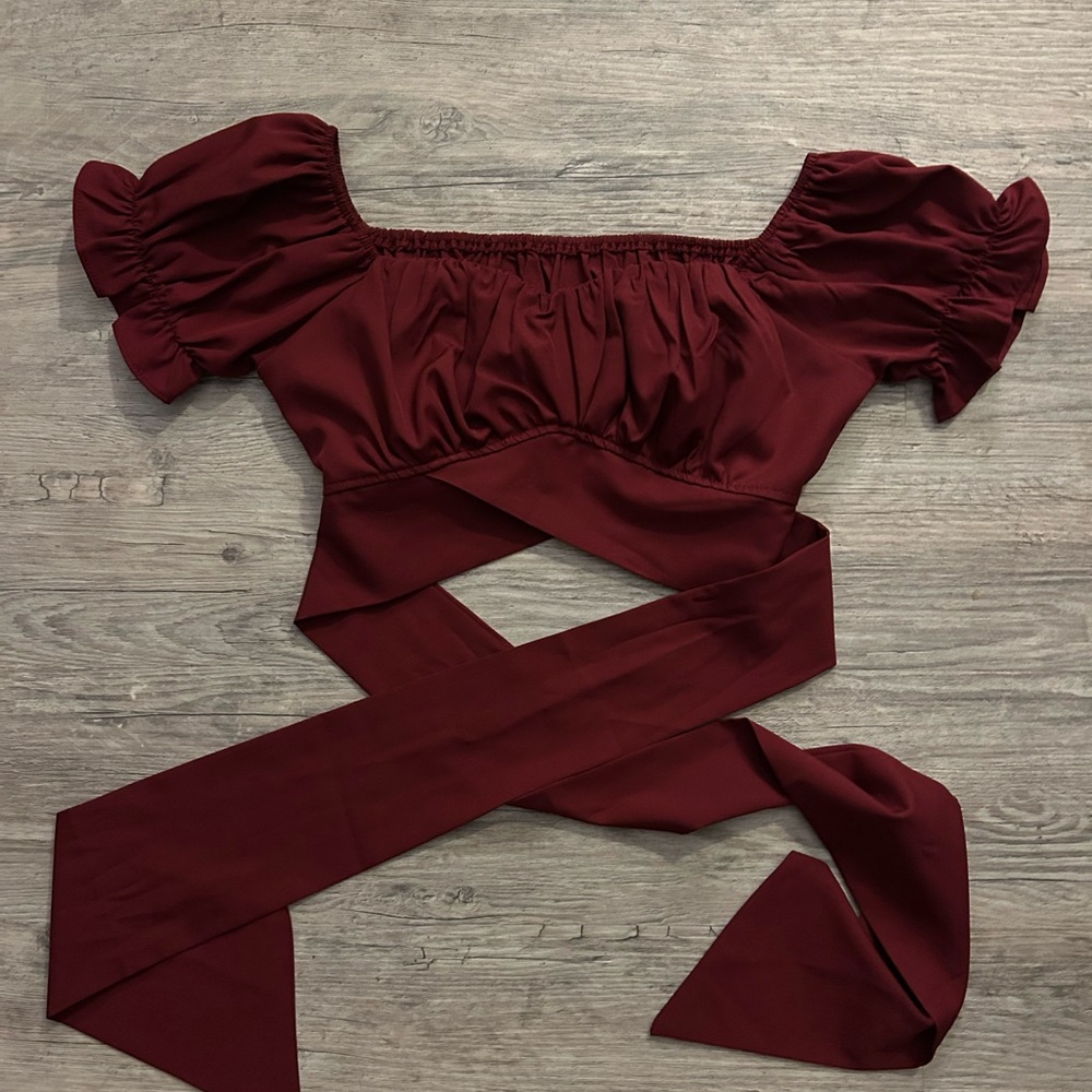 Shein burgendy wrap top